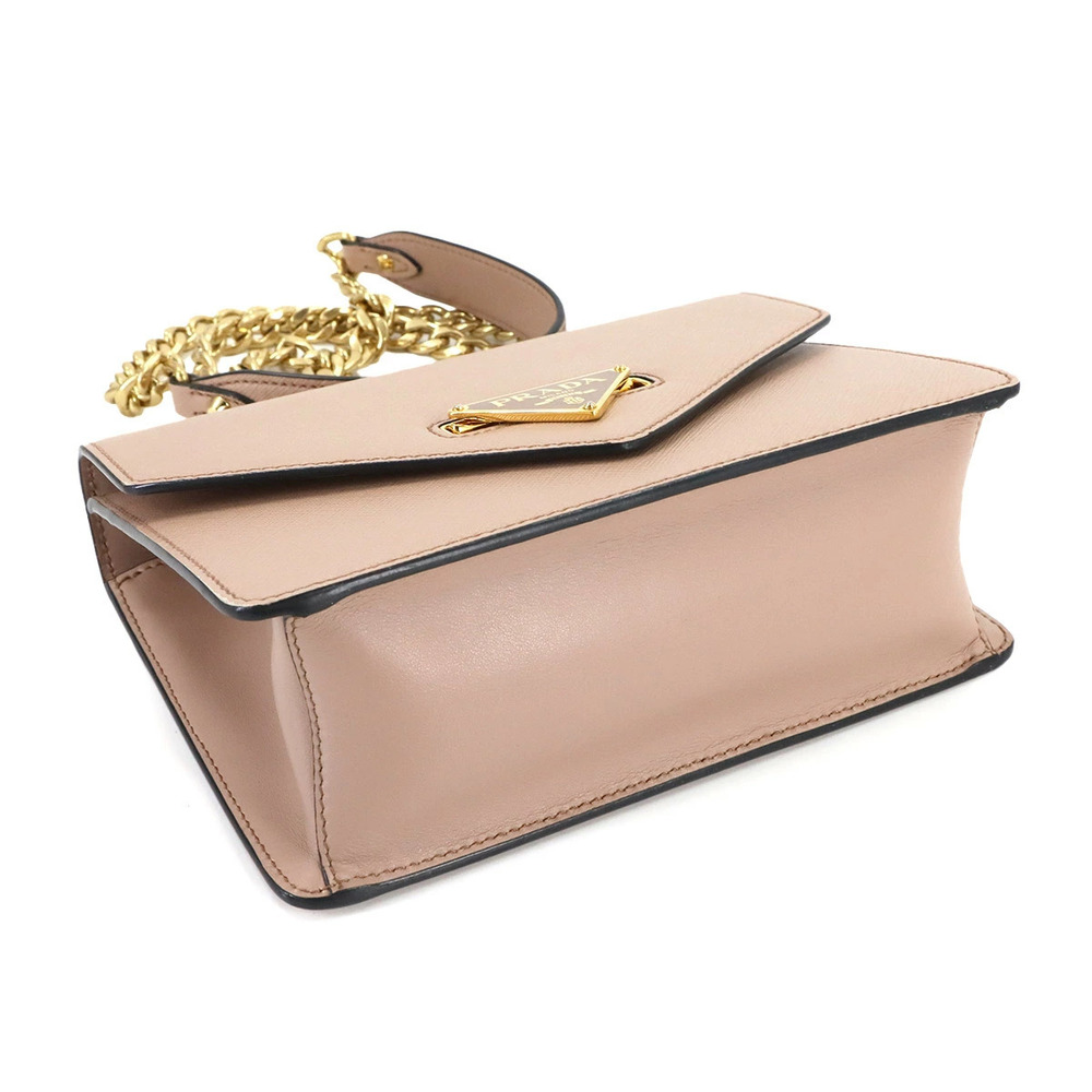 Prada Saffiano Chain Shoulder Bag Leather Beige - Picture 5 of 8
